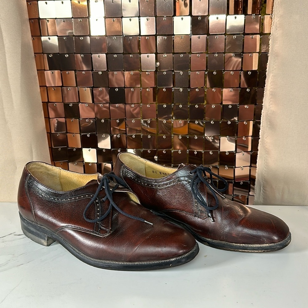VINTAGE Trans Canada Maroon Leather Oxford Shoes Size 8.5